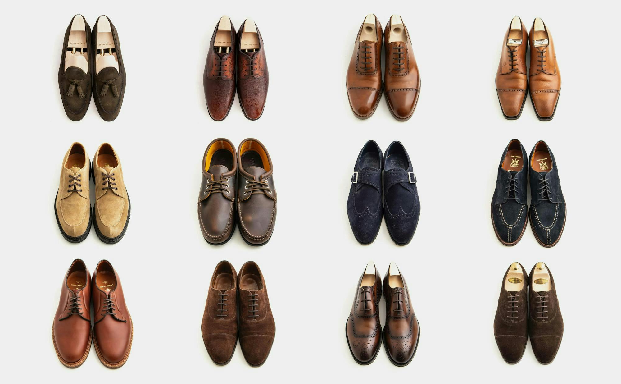 Twelve pairs of pre-owned shoes.